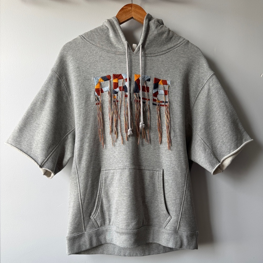 Free People Movement Freestyle Embroidered Short Sleeve Hoodie Size M
